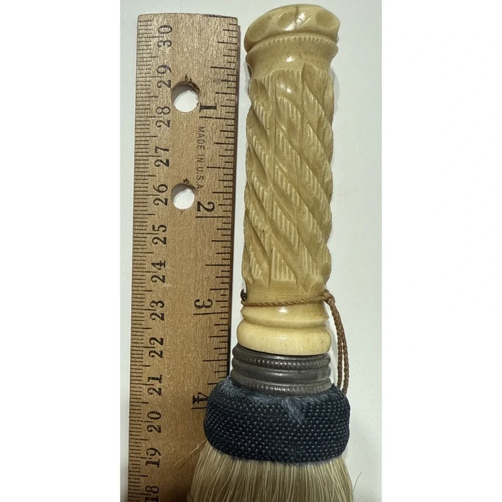 Horse Hair Crumb Clothes Brush Carved Bovine  Bakelite Handle 8